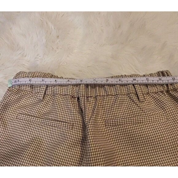 Steve Madden Houndstooth Trousers Size 2 Elastic Waist Brown And White Work - Picture 7 of 10